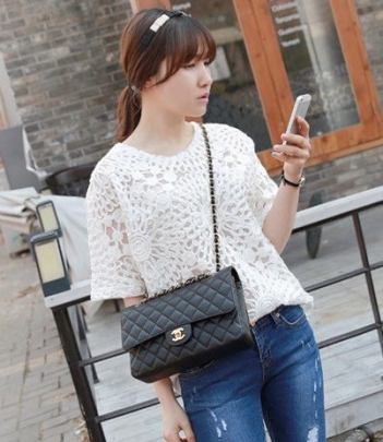 韩国女装网店代销miamasvin镂空钩花针织衫