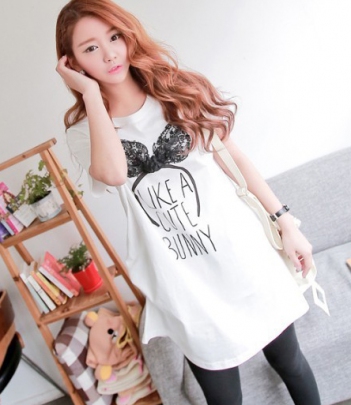 韩国服饰代销 cherrykoko蕾丝蝴蝶结兔耳朵短袖连衣裙