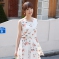 韩国女装网站代理小清新燕子印花无袖雪纺连衣裙