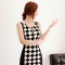 韩国服饰网 soo-a复古黑白大格纹无袖连衣裙