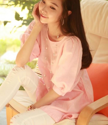 韩国女装品牌代理soo-a纯色公主袖宽松连衣裙