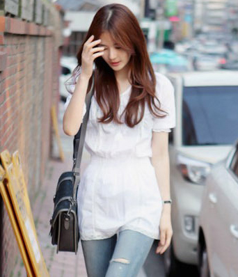 韩国服饰代理 partysu蕾丝花边公主袖娃娃衫