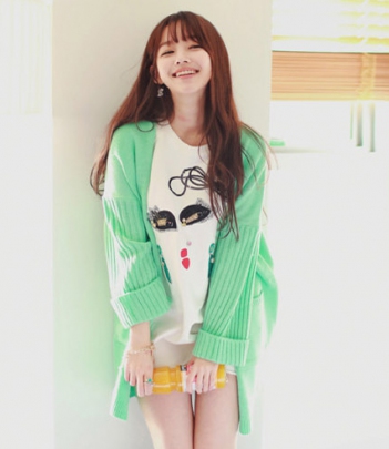 韩国女装代购新款 cherry-spoon 马卡龙色大口袋针织开衫（2色）