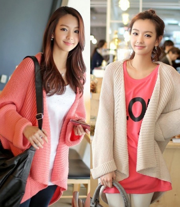 韩国女装网店代理 气质纯色针织开衫（2色）