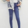 韩国女装品牌代理stylenanda磨破抓纹显瘦小脚牛仔长裤