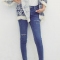韩国女装品牌代理stylenanda磨破抓纹显瘦小脚牛仔长裤