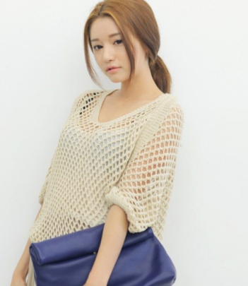 韩国女装秋冬热款 stylenanda纯色镂空针织衫（3色）