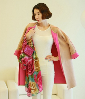 韩国女装网站代销糖果撞色抓绒大衣（3色）