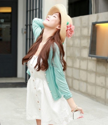 韩国服装代理 cherry-spoon百搭纯色棉质开衫（5色）