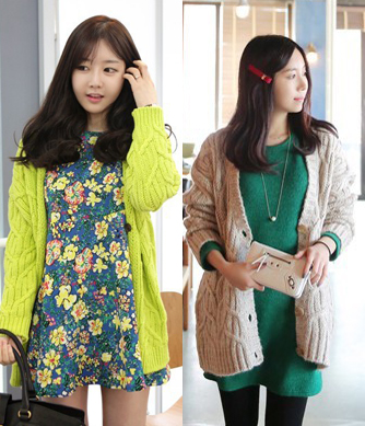 韩国女装批发 麻花编织针织开衫（3色）