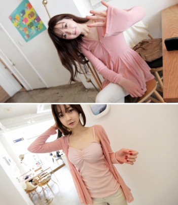 韩国女装批发 minsshop人气款~百搭纯色鱼尾式开衫（3色）