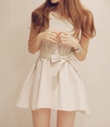 韩国女装品牌代理 partysu极简风蝴蝶结连衣裙（两种穿法）