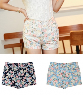 韩国女装代购新款 tomnrabbit道晖芝碎花高腰短裤（3色）