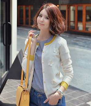 韩国服饰品牌网店代销 babirolen立体花朵针织开衫（3色）