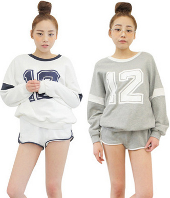 stylenanda欧美街拍数字休闲套装（卫衣+短裤）2色