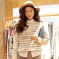 韩国服饰秋冬热款 stylenanda俏皮字母条纹毛衣