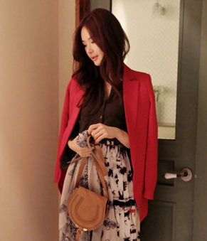 韩国女装品牌代理 partysu极简风气质红色小西装