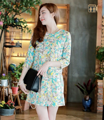 韩国女装网站代购气质碎花连衣裙