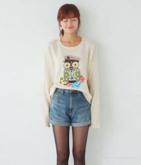 韩国服装网站 cherrykoko可爱猫头鹰毛衣