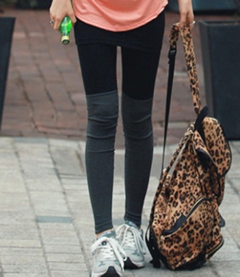 韩国服饰热款 百搭显瘦拼色裙式打底裤（2色）