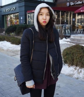 韩国服装网站代购纯色棉衣套装（小棉衣+帽衫）2色