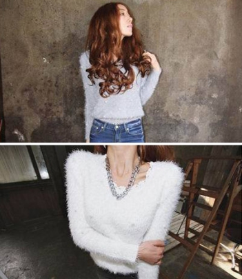 韩国服装网店代理 shes-story珍珠纯色毛衣