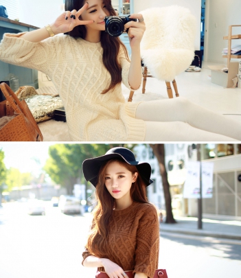 韩国服饰批发网店代理 chuu麻花编织中长款毛衣