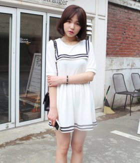 韩国品牌服饰代理学院风水手领修身连衣裙