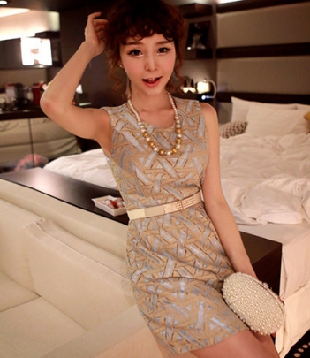 韩国网店代销QNG气质修身蕾丝连衣裙