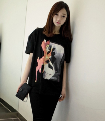 韩国网店代销《来自星星的你》千颂伊 minsshop小鹿T恤（2色）