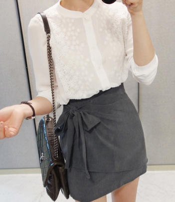 韩国女装品牌代理miamasvin蕾丝花边雪纺衬衫