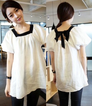 韩国服装网店代销 minsshop蝴蝶结T恤