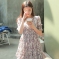 韩国女装春夏热款 cherrykoko公主袖小碎花连衣裙