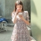 韩国女装春夏热款 cherrykoko公主袖小碎花连衣裙