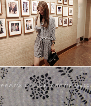 韩国正品代购批发 partysu气质素雅碎花连衣裤