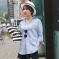 韩国女装批发 miamasvin气质纯色蝴蝶结中长款衬衫（2色）