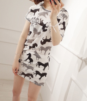 韩国服饰批发网店代理 气质小马修身连衣裙