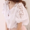 韩国女装网店代销 tomnrabbit钩花镂空白色衬衫