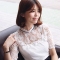 韩国女装代购新款 babirolen超仙珍珠镂空勾花花边蕾丝衫