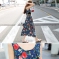 韩国女装代购新款 cherrykoko复古高腰大花露肤中长款连衣裙