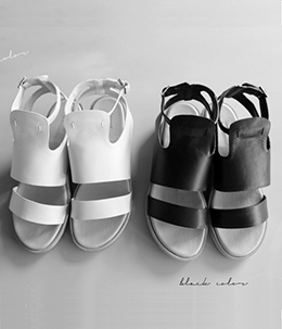 韩国服饰网 partysu气质极简风坡跟凉鞋（黑白2色）