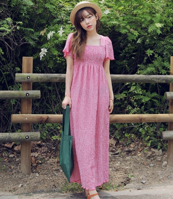 韩国服饰网 stylenanda高腰小格纹连衣长裙（2色）