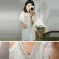 韩国女装代销 gbyshop水钻珍珠镂空花边露肩连衣裙