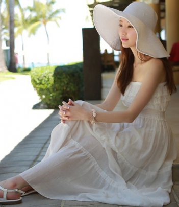 韩国女装网店代销 myfiona超仙蕾丝花边裹胸连衣长裙