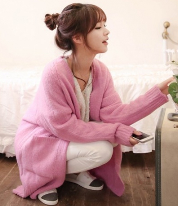 韩国女装2014新款 cherry-spoon马卡龙色慵懒针织开衫（2色）