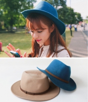 【韩国官网正品 可验证】cherrykoko皮带装饰气质大沿帽（2色）