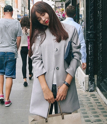 【韩国官网正品 可验证】cherrykoko极简风纯色中长款大衣