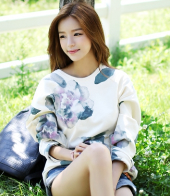 韩国女装代购新款 bongjashop人气水墨大花卫衣（2色）