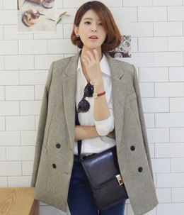 韩国网店代销 babirolen极简风气质双排扣西装式大衣（2色）