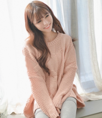 【韩国官网 可验证】bongjashop麻花编织慵懒宽松毛衣（2色）